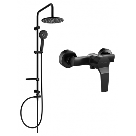 Mexen Caro Carl set de duș aparente cu duș fix și baterie de duș, negru - 746640240-70