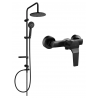 Mexen Caro Carl set de duș aparente cu duș fix și baterie de duș, negru - 746640240-70