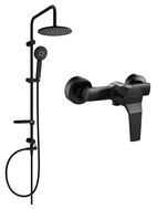 Mexen Caro Carl set de duș aparente cu duș fix și baterie de duș, negru - 746640240-70