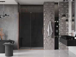 Mexen Velar uși de duș glisante 140 cm, grafit, cupru periat - 871-140-000-41-65