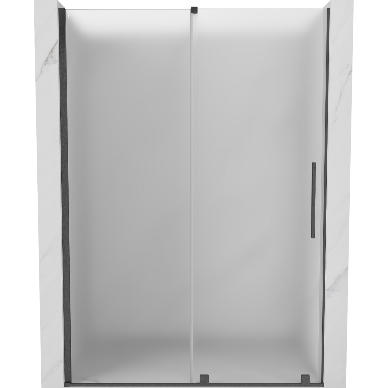 Mexen Velar tolóajtós zuhanyajtó, 140 cm, zúzott jég, gun gray kefélt - 871-140-000-31-66