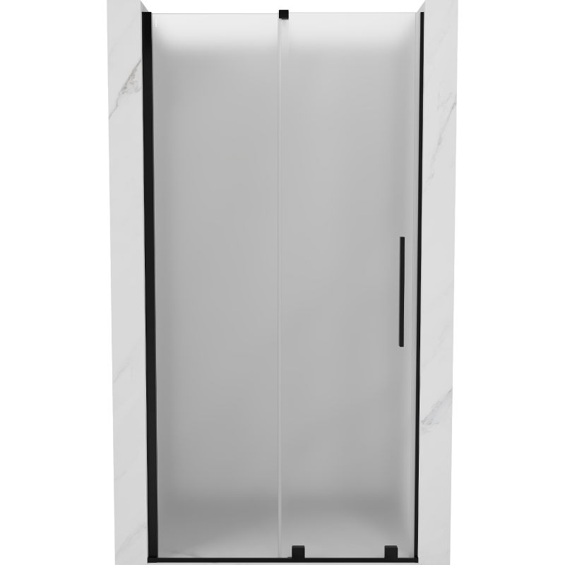 Mexen Velar tolóajtós zuhanyajtó 120 cm, fagyos, fekete - 871-120-000-31-70