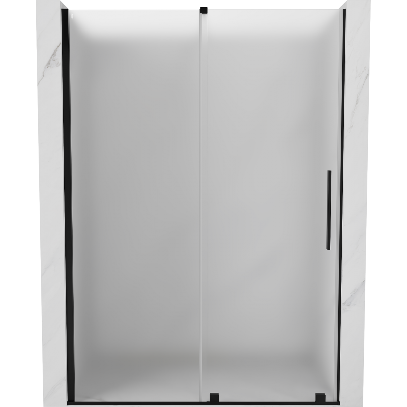 Mexen Velar 140 cm-es, fekete, szálcsiszolt tolóajtós zuhanykabin - 871-140-000-31-70