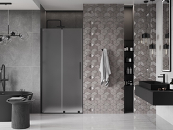 Mexen Velar uși de duș glisante 120 cm, înghețat, negre - 871-120-000-31-70