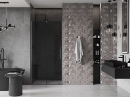 Mexen Velar 90 cm-es tolóajtós zuhanykabin, grafit, gun metal - 871-090-000-41-95