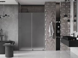 Mexen Velar 150 cm-es tolóajtós zuhanyajtó, zúzmara, gun metal - 871-150-000-31-95