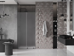 Mexen Velar tolóajtós zuhanyajtó 100 cm, homályos, gun metal - 871-100-000-31-95