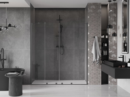 Mexen Velar Duo 170 cm-es tolóajtós zuhanyajtó, átlátszó, gun metal - 871-170-000-02-95