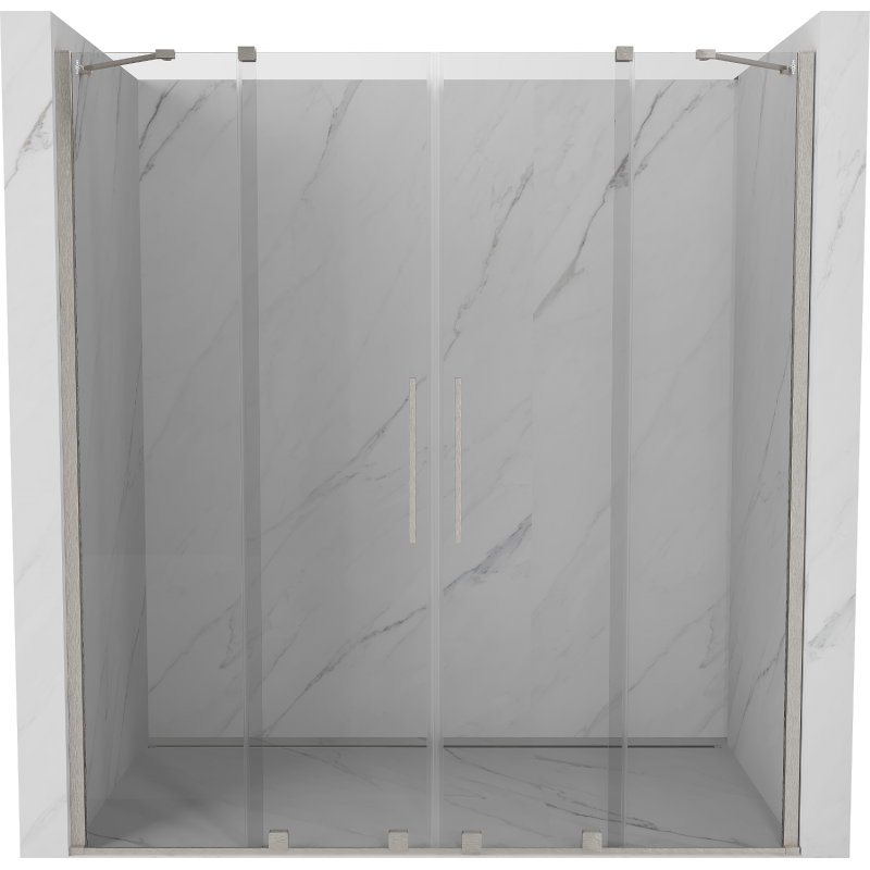 Mexen Velar Duo uși de duș glisante 200 cm, transparente, nichel periat - 871-200-000-02-97
