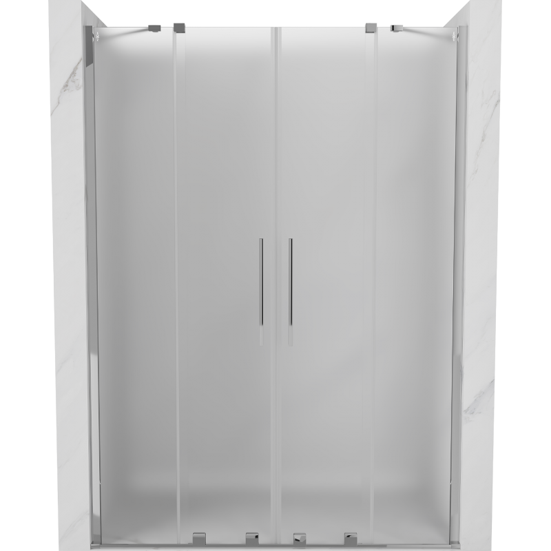 Mexen Velar Duo tolóajtós zuhanyajtó 140 cm, fagyott, króm - 871-140-000-32-01