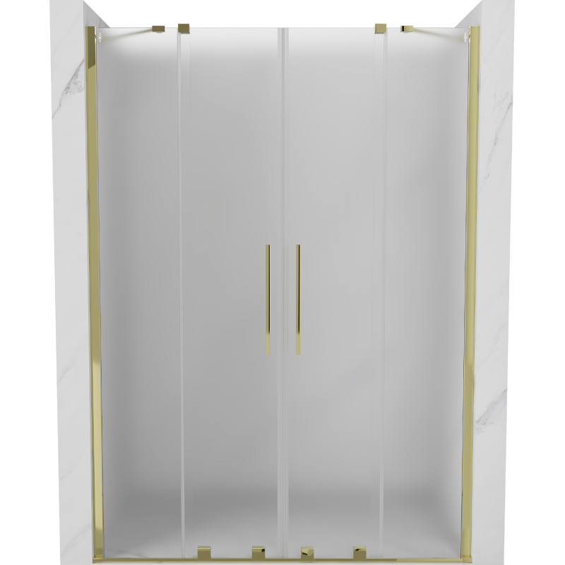 Mexen Velar Duo 160 cm-es tolóajtós zuhanyajtó, jégvirág, arany - 871-160-000-32-50