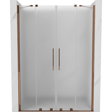 Mexen Velar Duo uși de duș glisante 140 cm, geruite, aur roz - 871-140-000-32-60