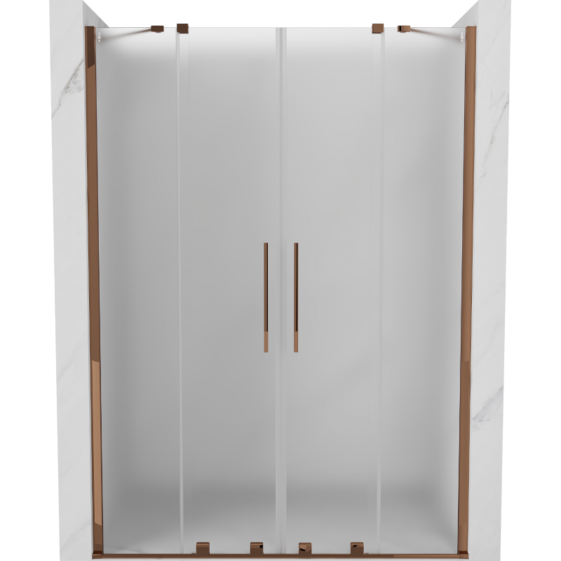 Mexen Velar Duo tolóajtós zuhanykabin 150 cm, zúzmarás, rózsa arany - 871-150-000-32-60