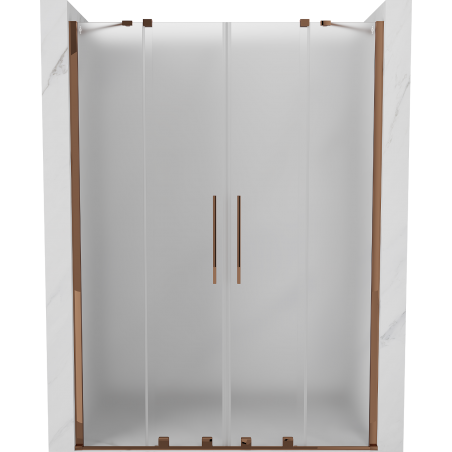 Mexen Velar Duo uși de duș glisante 160 cm, sticlă mată, aur roz - 871-160-000-32-60