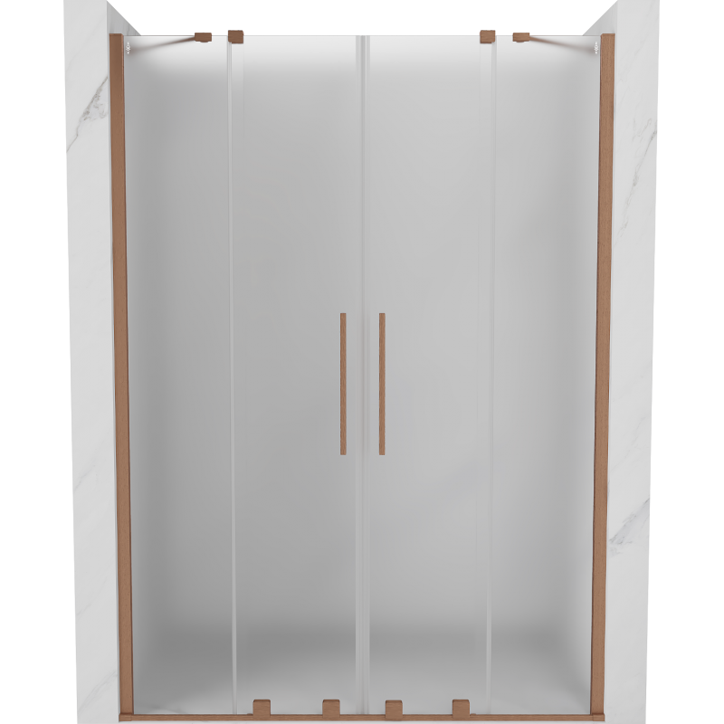 Mexen Velar Duo uși de duș glisante 140 cm, înghețat, alamă periată - 871-140-000-32-65