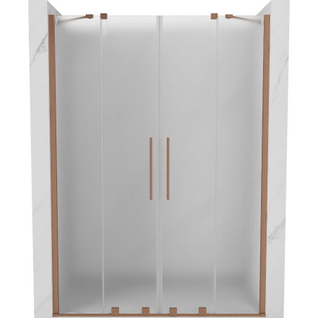 Mexen Velar Duo 140 cm-es tolóajtós zuhanyajtó, jeges, kefélt réz - 871-140-000-32-65