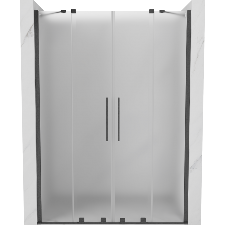 Mexen Velar Duo tolóajtós zuhanyajtó 140 cm, jégvirág, gun gray kefe - 871-140-000-32-66