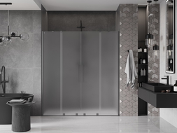 Mexen Velar Duo uși de duș glisante 170 cm, gheață, gri armat periat - 871-170-000-32-66