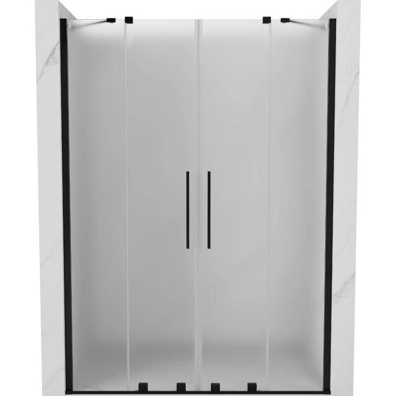 Mexen Velar Duo tolóajtós zuhanykabin 140 cm, zúzmarás, fekete - 871-140-000-32-70