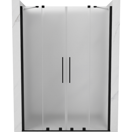 Mexen Velar Duo tolóajtós zuhanykabin 140 cm, zúzmarás, fekete - 871-140-000-32-70