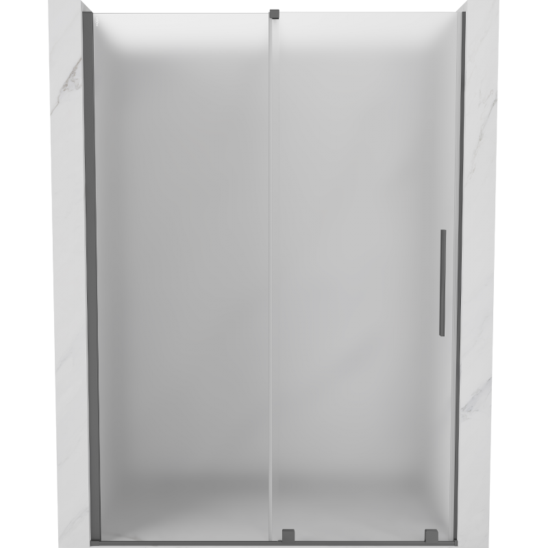 Mexen Velar uși de duș glisante 130 cm, geam satin, gun metal - 871-130-000-31-95