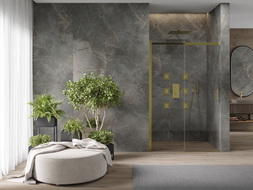 Mexen Omega uși de duș glisante 120 cm, transparente, aurii - 825-120-000-50-00