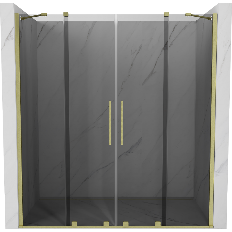 Mexen Velar Duo uși de duș glisante 200 cm, grafit, finisaj auriu periat - 871-200-000-42-55
