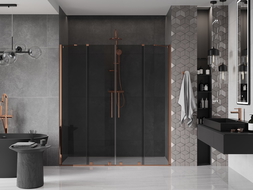 Mexen Velar Duo uși de duș glisante 180 cm, grafit, aur roz - 871-180-000-42-60