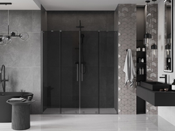 Mexen Velar Duo uși de duș glisante 170 cm, grafit, gri metalizat periat - 871-170-000-42-66