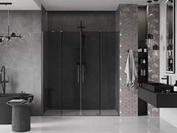 Mexen Velar Duo tolózuhany ajtó 180 cm, grafit, szálcsiszolt gun gray - 871-180-000-42-66