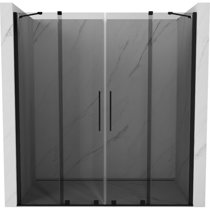 Mexen Velar Duo tolóajtós zuhanykabin 200 cm, grafit, fekete - 871-200-000-42-70