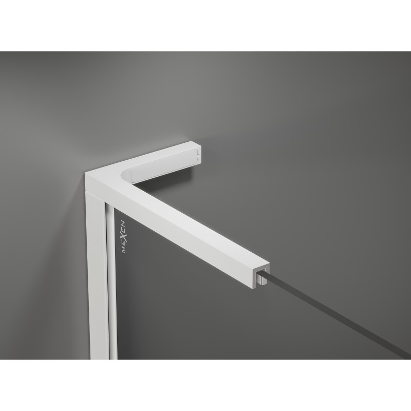 Mexen Velar L tolóajtós zuhanyajtó 110 cm, átlátszó, fehér - 871-110-003-01-20