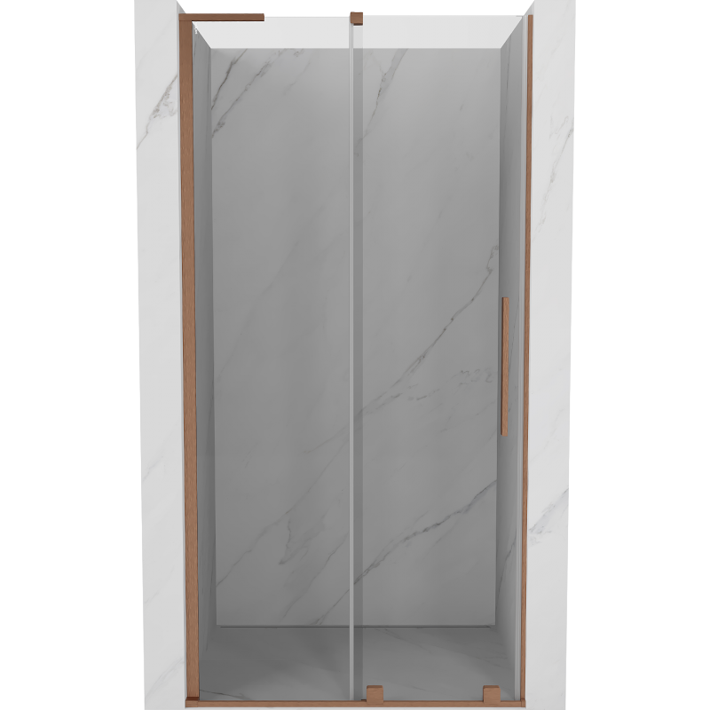 Mexen Velar L tolóajtó zuhanykabin 110 cm, átlátszó, szálcsiszolt réz - 871-110-003-01-65