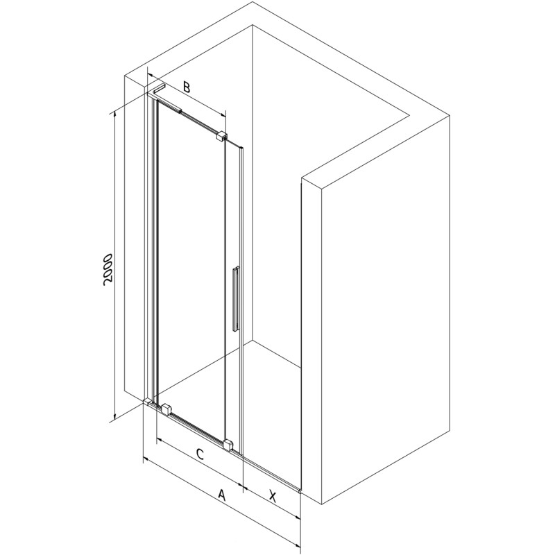 Mexen Velar L uși de duș glisante 90 cm, transparent, gri pistol periat - 871-090-003-01-66