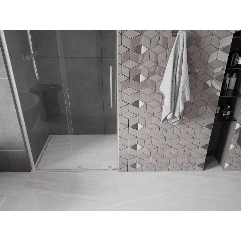 Mexen Velar L uși de duș glisante 90 cm, transparente, nichel periat - 871-090-003-01-97