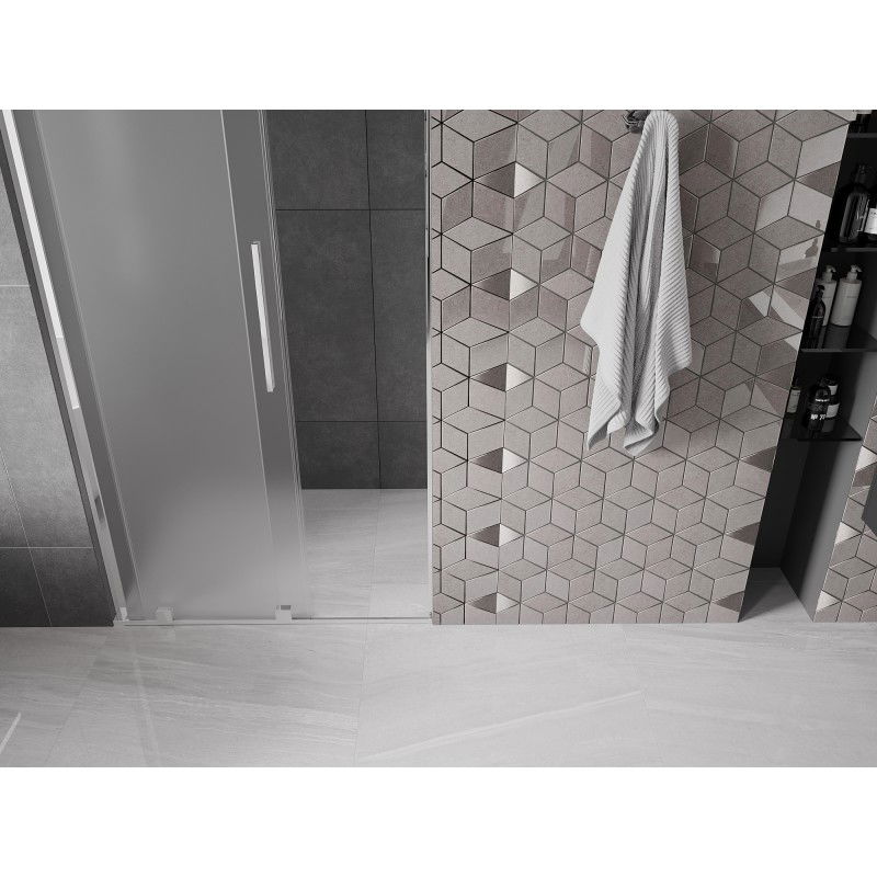 Mexen Velar L tolóajtós zuhanyajtó 90 cm, fagyott, króm - 871-090-003-31-01