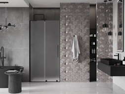 Mexen Velar L toló zuhanyajtó 120 cm, zúzmarás, fekete - 871-120-003-31-70