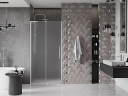 Mexen Velar L uși de duș glisante 90 cm, satin, nichel periat - 871-090-003-31-97