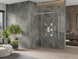 Mexen Omega 140 x 80 cm-es toló zuhanykabin, átlátszó, króm - 825-140-080-01-00