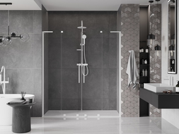 Mexen Velar L Duo uși de duș glisante 180 cm, transparente, albe - 871-180-003-02-20