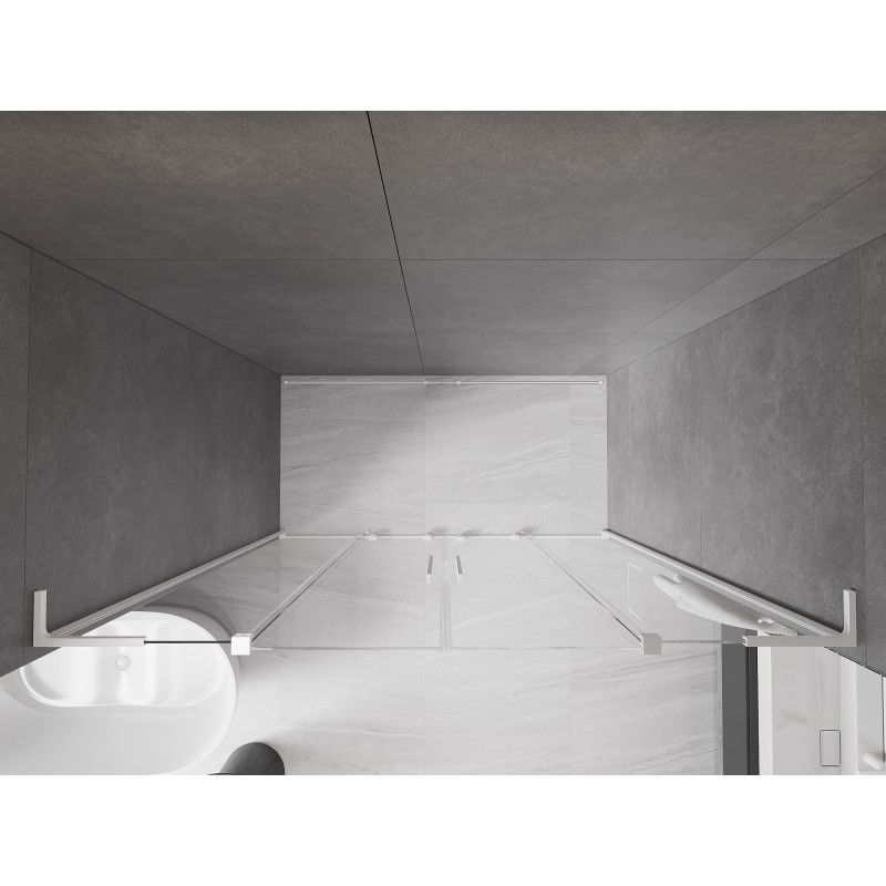 Mexen Velar L Duo uși de duș glisante 180 cm, transparente, albe - 871-180-003-02-20