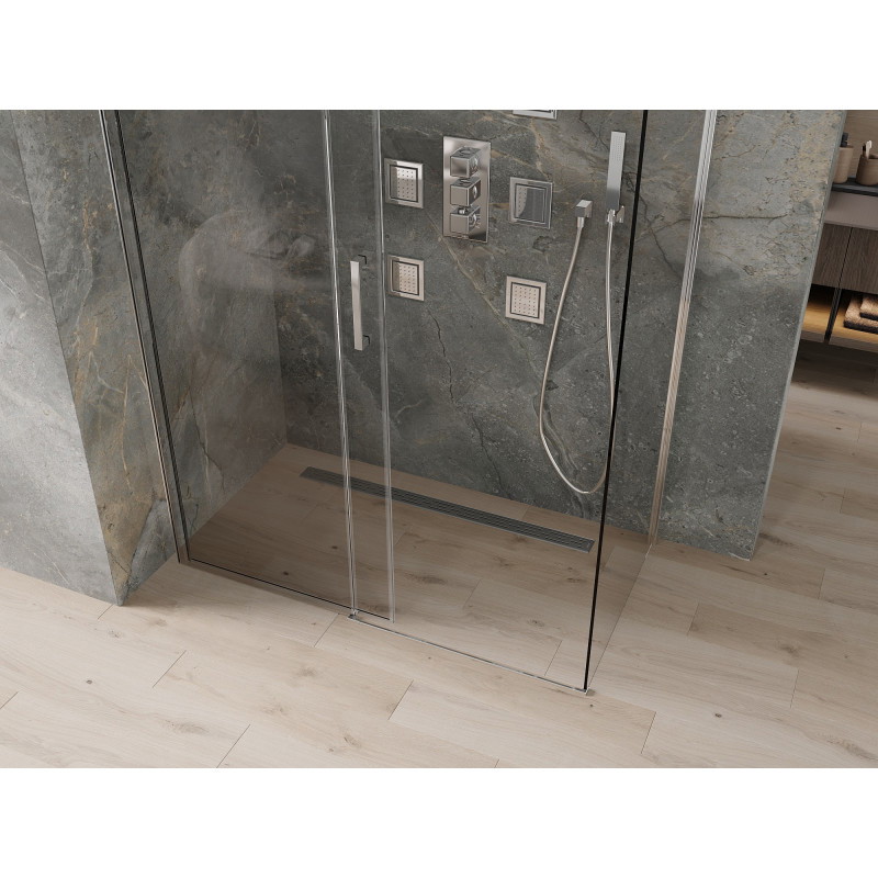 Mexen Omega 150 x 70 cm tolóajtós zuhanykabin, átlátszó, króm - 825-150-070-01-00