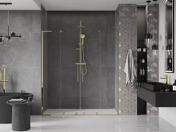 Mexen Velar L Duo uși de duș glisante 200 cm, transparente, aurii - 871-200-003-02-50