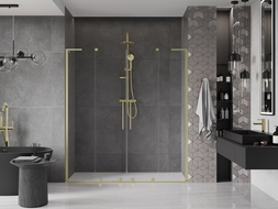 Mexen Velar L Duo uși de duș culisante 170 cm, transparent, auriu periat - 871-170-003-02-55