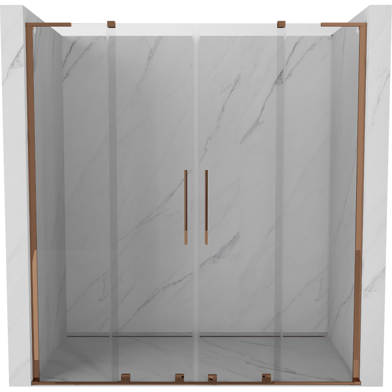 Mexen Velar L Duo uși duș glisante 170 cm, transparent, aur roz - 871-170-003-02-60