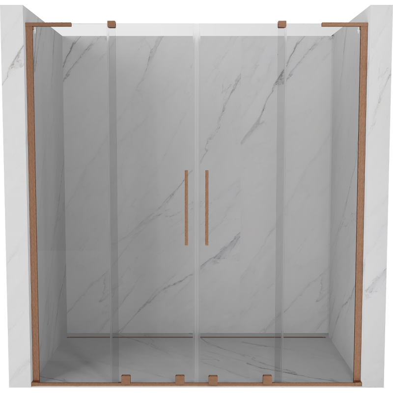 Mexen Velar L Duo uși de duș glisante 180 cm, transparent, cupru periat - 871-180-003-02-65