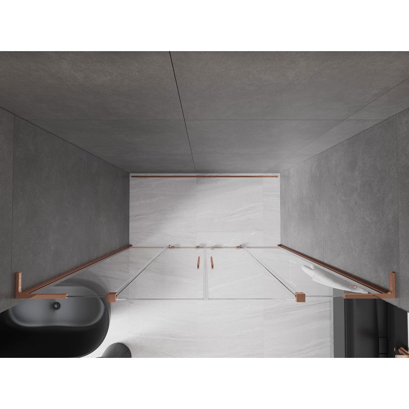 Mexen Velar L Duo uși de duș culisante 200 cm, transparent, aur roz - 871-200-003-02-60