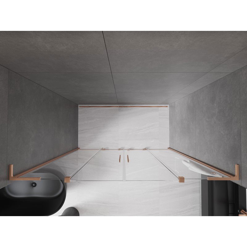 Mexen Velar L Duo uși de duș glisante 200 cm, transparent, cupru periat - 871-200-003-02-65