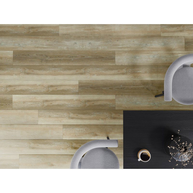 Mexen West Orange exemplu de panouri vinilice 1240 x 182 mm SPC 6,5 mm, suport IXPE 1,5 mm, 4 V-Fuga, Stejar - F1009-S