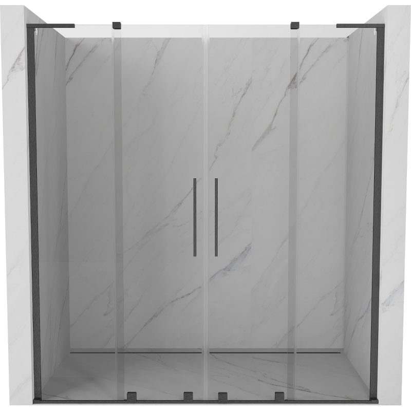 Mexen Velar L Duo uși duș glisante 180 cm, transparent, gri armat periat - 871-180-003-02-66